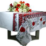 Nappe Enduite Rectangulaire Rouge motif "Dentelle"