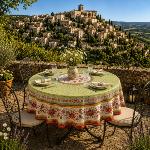 Nappe Ronde Provençale 180 cm motif «Gordes» coloris Vert