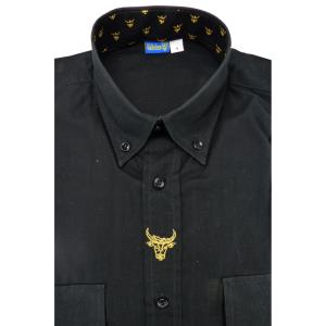 Chemise Camarguaise manches longues noire motifs Camargue