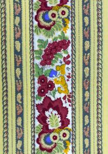 Galon de tissu découpé coton Largeur 14cm Beige motif "Floral"