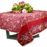 Nappe Cassis Rectangulaire Coton Placée motif "Colombes"