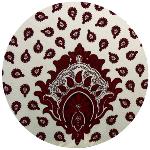 Nappe Ronde Écrue Rouge 180 cm joli motif Provençal "Indianaire"