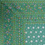 Nappe Carrée 160x160 cm Verte motif Fleurettes