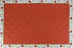 Set de table réversible coton uni Brique et motif Floral Rouge