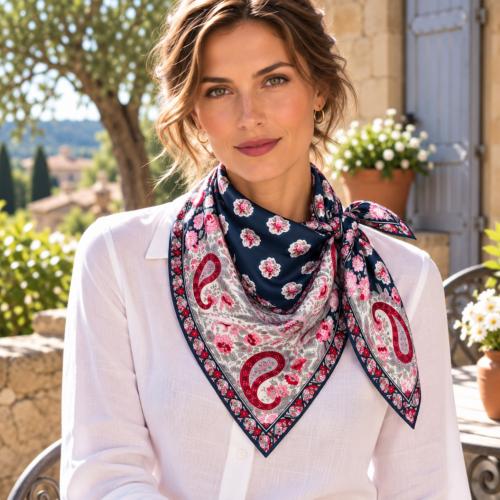 Foulard Provençal Maianenco Bleu