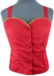 Bustier  lacet Mimosa uni rouge avec galon