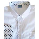 Chemise Provençale manches longues uni blanc motifs lavande
