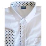 Chemise manches longues uni blanc motifs lavande