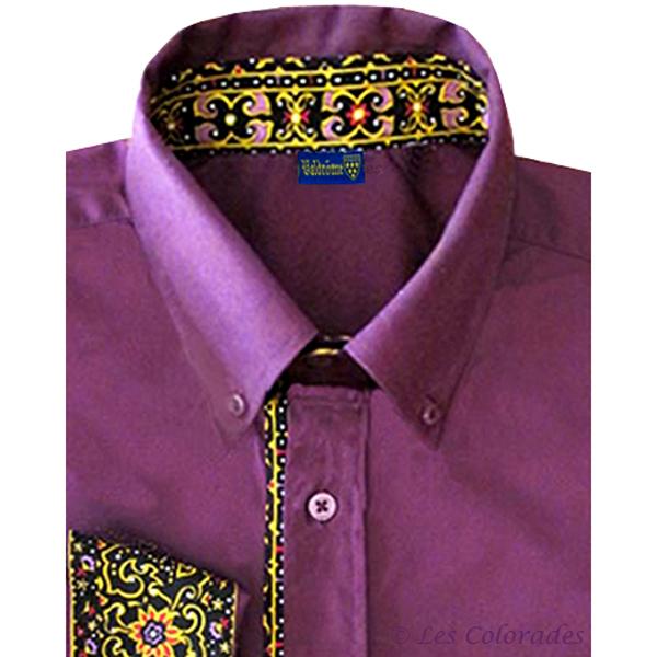 Chemise homme mauve motif cachemire Les Colorades