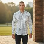 Chemise Blanche Provençale manches longues motif Bonis Vert