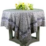 Nappe Carrée Coton Grise motif Provençal "Champêtre"