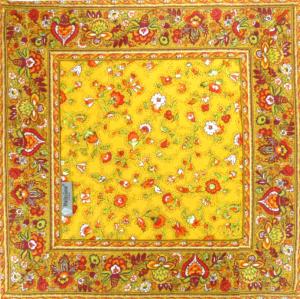Tapis carré Provençal Jaune motif Champêtre 75x75 cm