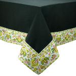 Nappe Carrée Coton Noire galon Provençal "Champêtre"