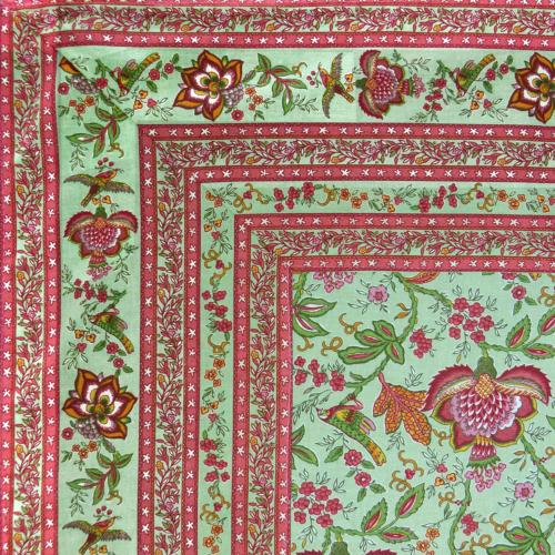 Nappe Rectangulaire Coton Menthe motif "Colombes"