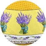 Nappe Ronde COTON ENDUIT Jaune joli motif "Lavande"