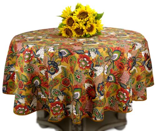 Nappe Ronde coton Multicolore 160 cm joli motif "Carmen