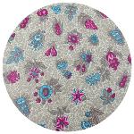 Nappe Ronde COTON ENDUIT Beige/Rose motif "Floral
