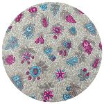 Nappe Ronde COTON ENDUIT Beige/Rose motif "Floral