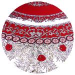 Nappe Ronde COTON ENDUIT Rouge motif "Dentelle"