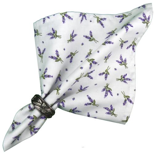 Serviette de table motif Provençal "Lavandine", coloris Écru