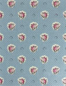 Toile 100% coton Laize 148 cm Bleu verveine Fleurettes