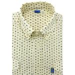 Chemise coton homme manches longues beige à pois