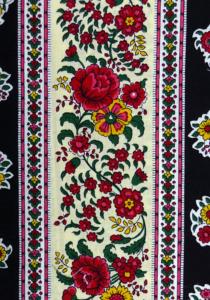 Galon Découpé Tissu de Provence 100% coton Laize 13 cm Noir "Fleurs