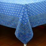 Nappe Rectangulaire 160 x 200 cm Bleue motif Fleurettes