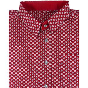 Chemisette Provençale manches courtes Rouge motifs Ampo