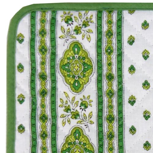 Manique en tissu Provençal Écru/Vert motif Estérel