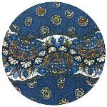 Nappe Ronde COTON ENDUIT Bleue motif "Mistraou"