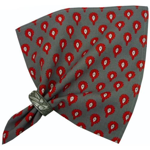 Serviette de table 45x45 cm Anthracite motif Indianaire