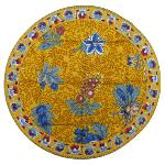 Sous verre tissu matelassé 12 cm moutarde motif floral