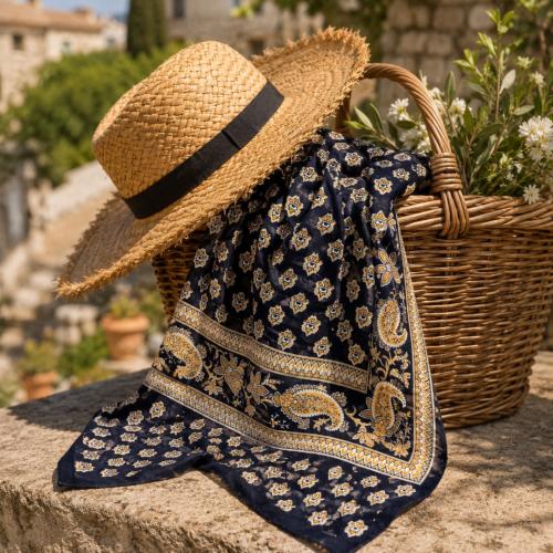 Foulard Provençal 65x65 cm Bonis Noir
