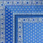 Nappe Carrée Bleue joli motif Provençal "Gordes"