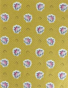 Toile 100% coton Laize 148 cm Jaune ancien motif Fleurettes