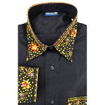 Chemise Provençale uni noire motifs Farandole