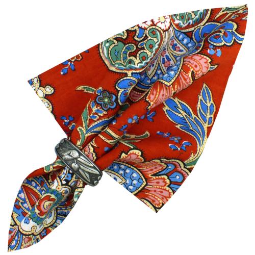 Serviette de table coton 45x45 cm Rouge motif Lys