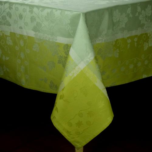 Nappe Jacquard Carrée 175x175 cm Verte motif Raisin