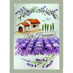 Torchon de cuisine 47 x 67 cm motif Mas en Provence coloris Lavande