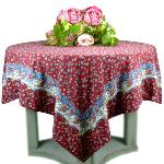Nappe Carrée Coton Rouge motif Provençal "Champêtre"