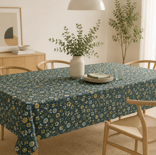 Nappe Rectangulaire Provençale "Flora" Verte