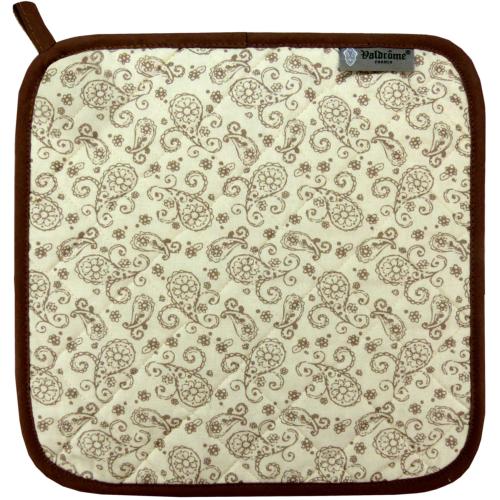 Manique tissu matelassé Brun motif Alhambra
