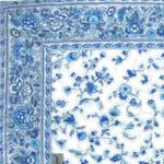 Chemin de table Blanc/Bleu matelassé motif "Champêtre" 45x150 cm