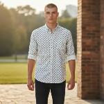 Chemise Blanche Provençale manches longues motif Bonis Vert