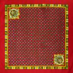 Foulard Provençal Lotus Rouge/Vert 50x50 cm