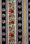 Tissu Provenal 100% coton Laize 140 cms Noir Fleurs