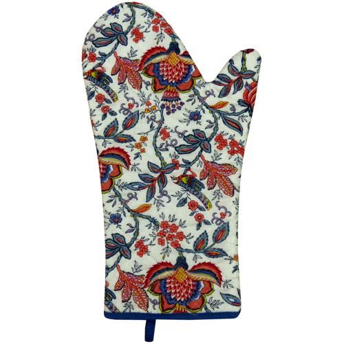 Gant de cuisine tissu Provençal Blanc motif Colombes