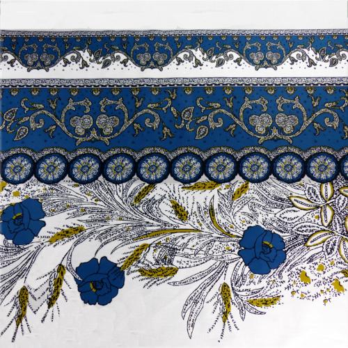 Nappe Bleue Rectangulaire Coton Plac�e motif "Dentelle"