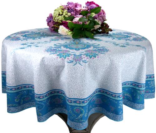 Nappe Ronde Bleue 180 cm joli motif Provençal "Haveli